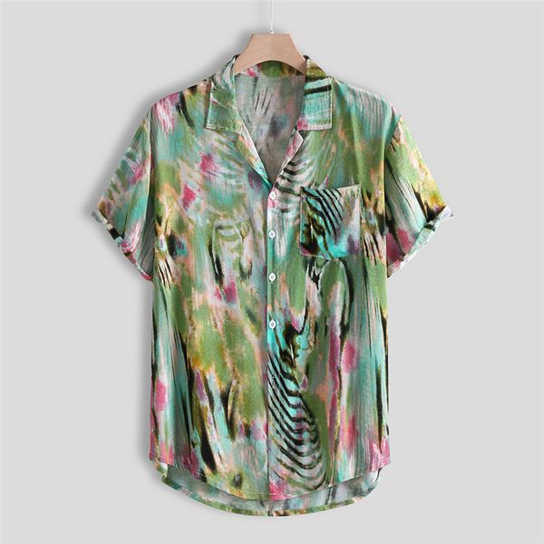 

shirt male us size hipster hawaiian beach loose shirts mens multi color lump chest pocket short sleeve round hem shirts blouse, White;black