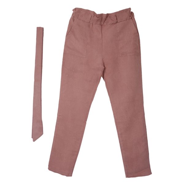 

women solid color high waist harem pants ladies casual slim skinny long straight pants pencil trousers with belt pink s, Black;white