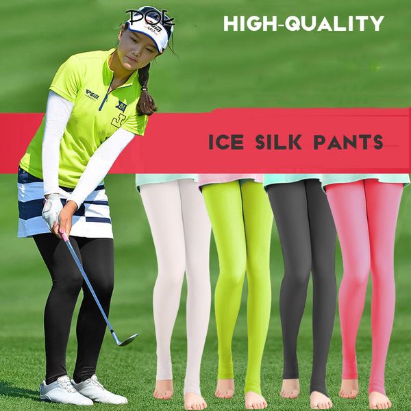 

translucent elastic legging stocking women sunscreen panty-hose golf outdoor pants uv-proof light thin smooth long leg socks, Gary;green