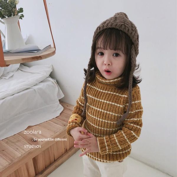 

2019 new girls striped knitted sweater autumn winter cotton fashion girls sweaters 3-8t hw795, Blue