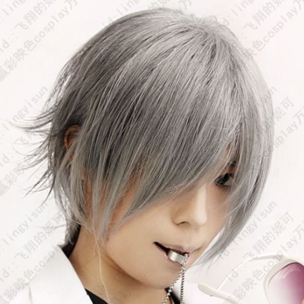 

20 vampire knight kiryu zero short silver grey party cosplay wig, Black