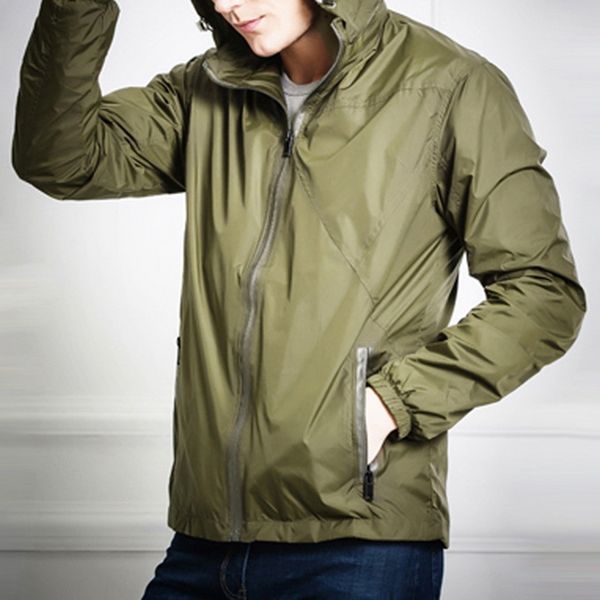 

olome autumn new men hooded casual jacket coat trench fashion outdoor sports outwear windproof rainproof jackets, Tan;black