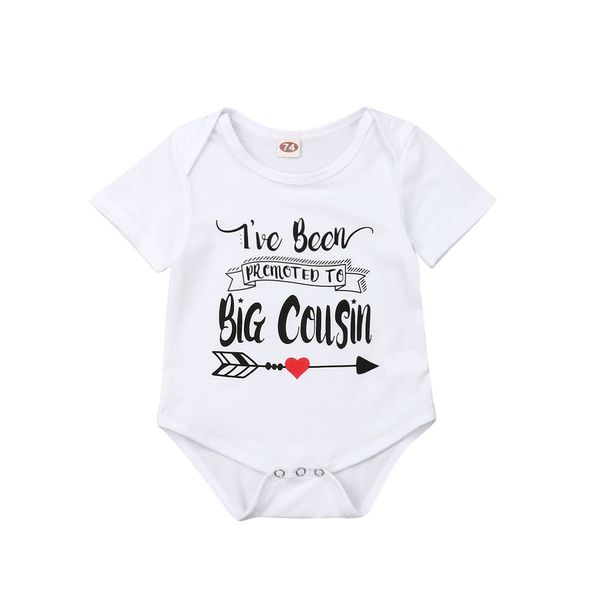 

pudcoco 2019 summer newborn baby boys girls big cousin letters bodysuit jumpsuit clothes casual outfits dropshipping, White