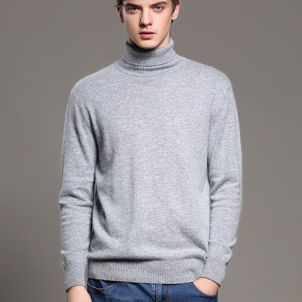 

men's sweaters 100% cashmere jumpers warm soft turtleneck long-sleeve pullovers casual male knitting cloth, White;black