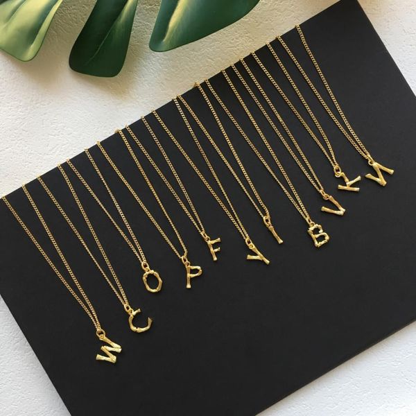 

j.hangke lovers highquality brass 26 letter 1.5cm size slub pendant necklace for women love gold jewelry chain necklace, Silver