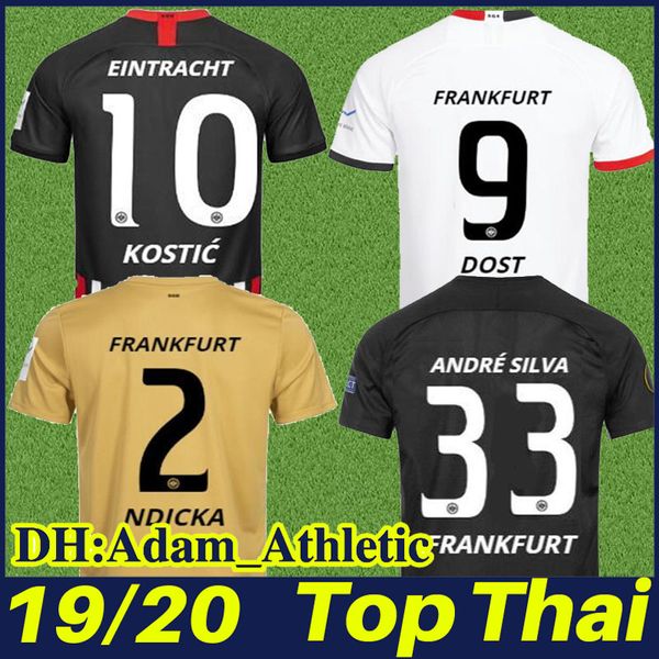 

19/20 eintracht frankfurt football jersey dost ndicka andre silva kostic football shirts da costa hasebe hinteregger camisa de frankfurt, Black;yellow