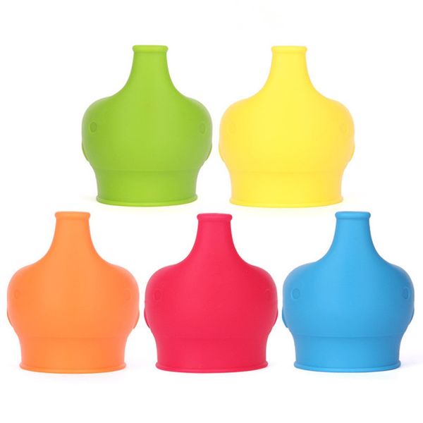 

reusable elephant silicone sippy cup lid flexible overflow spill-proof cup cover for babies toddlers drinking tool