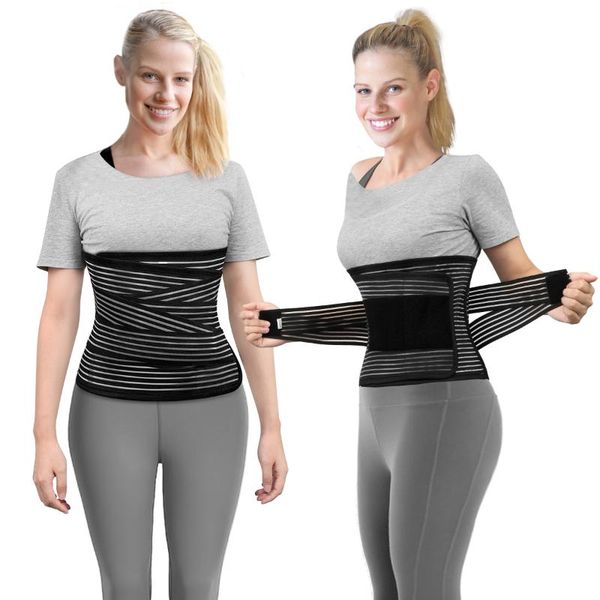 

clispeed lumbar back brace adjustable body suit belt shaper waist trimmer belt waist trainer corset slimming vest, Black;gray