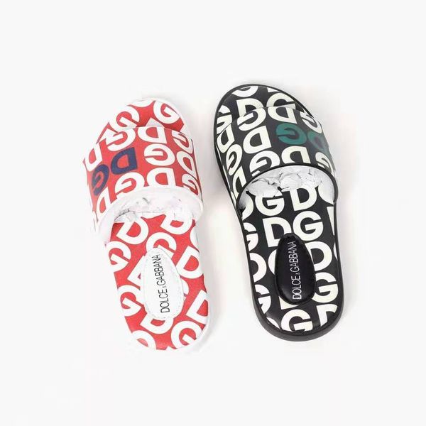 

ребенок дизайнер обуви летние пляжные тапочки обуви люксовый бренд обувь сандалии ребенок девочка платье красного цвета d и g бренд моды тап, Black;red