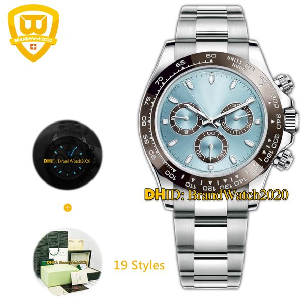 

luxury mens watches 7750 chronograph watch 40mm 116506 904l steel ceramic circle case glide lock clasp strap waterproof wristwatches, Slivery;brown