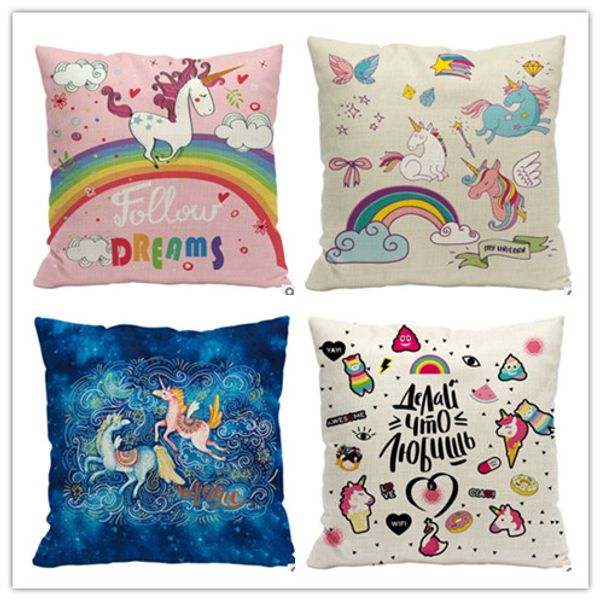 

cushion covers unicorn printed throw pillow case sofa car decorative pillowslip with zipper closure home decor 18 cartoon designs lqp-yw2894