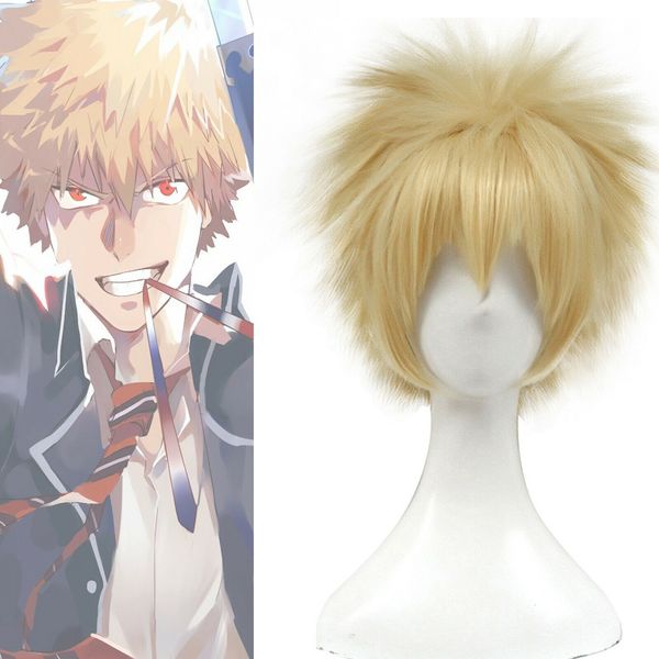My Hero Academia Bakugo Katsuki Men Gold Blonde Short Spiky