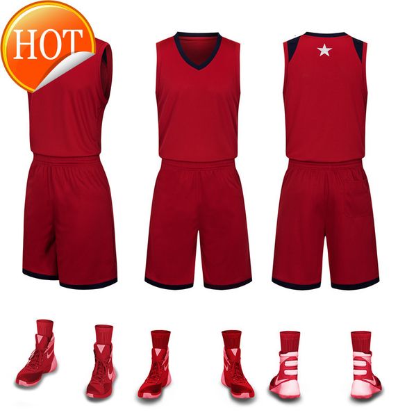 

2019 new blank basketball jerseys printed logo mens size s-xxl price fast shipping good quality dark red dr001aa1, Black;red