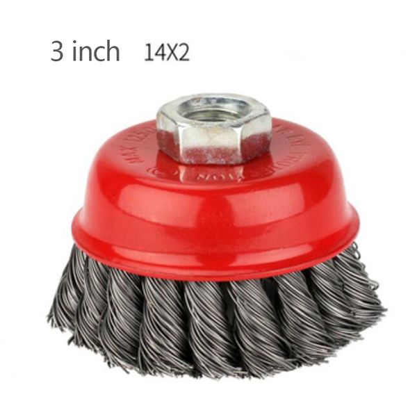 

3" twisted steel wire bowl-shaped wheel brush with nut m14*2/10*1.5