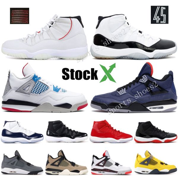 

stock x 11 bred 2019 mens basketball shoes metallic silver wmns 11s loyal blue 4s what the 4 men women sports sneakers 36-47 four