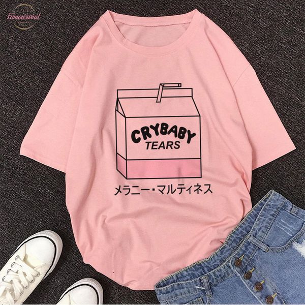 

milk juice japanses aesthetic print grunge cute cartoon t shirt women harajuku kawaii pink summer casual tumblr outfit fashion tshirt, White