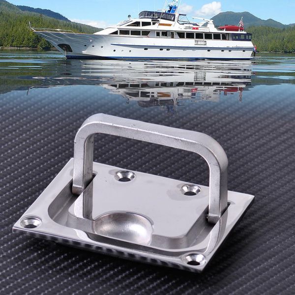 

car 316 stainless steel boat marine flush hatch locker cabinet lift pull handle boat hatch handle 7.5 x 5.5 cm flush mount