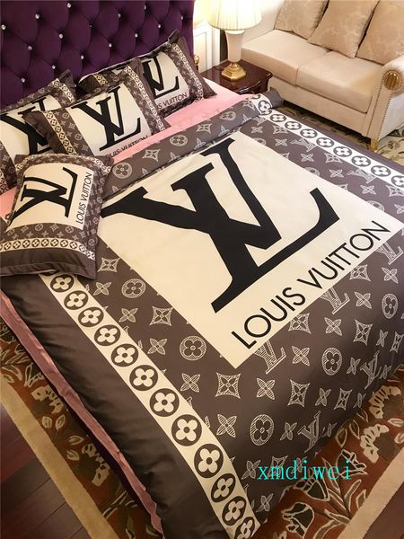 

серый полосатый письмо постельные принадлежности наборы для мужчин женщин роскошные осень и лето постельные принадлежности сумка костюм 4шт