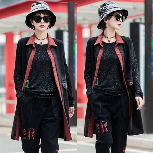 

oversized denim stitching long vest women elegant vest spring autumn sleeveless jackets outerwear office lady slim waistcoat, Black;white