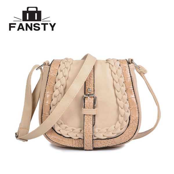 

crocodile brand women messenger bag saddle weave female designer crossbody bag retro for lady pu leather casual shoulder