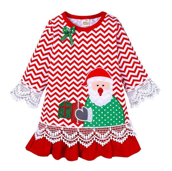 

christmas girls dresses embroidered baby girl dress lace sleeve children princess dresses striped kids clothes xmas baby clothing dw4800, Red;yellow