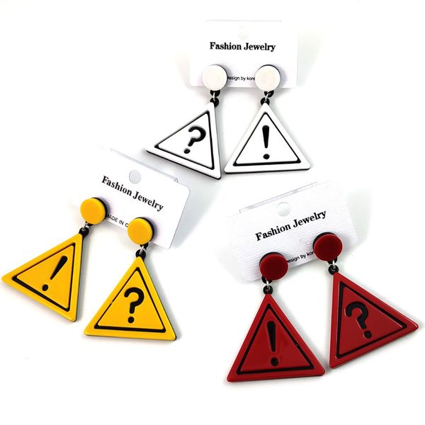 

symbol exaggerated exclamation mark question mark acrylic earrings stud earring hoop jewelry accessories pendientes de moda, Golden;silver