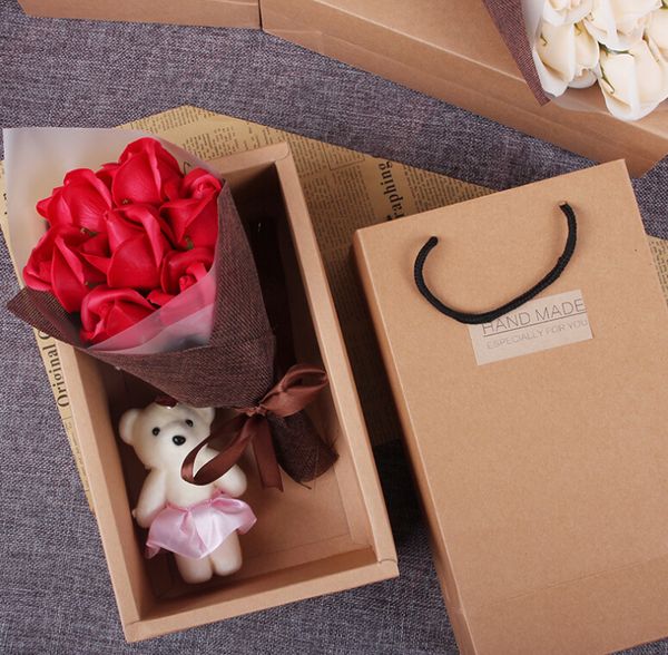 

promotion artificial flower hardcover 7 soap flower gift box valentine's day diy creative gift company activities