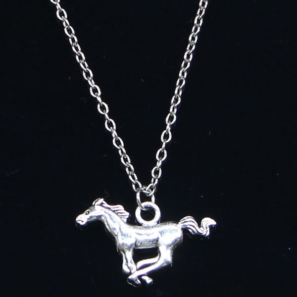

20pcs new fashion necklace 12x28mm running horse steed silver pendants short long women men colar gift jewelry choker