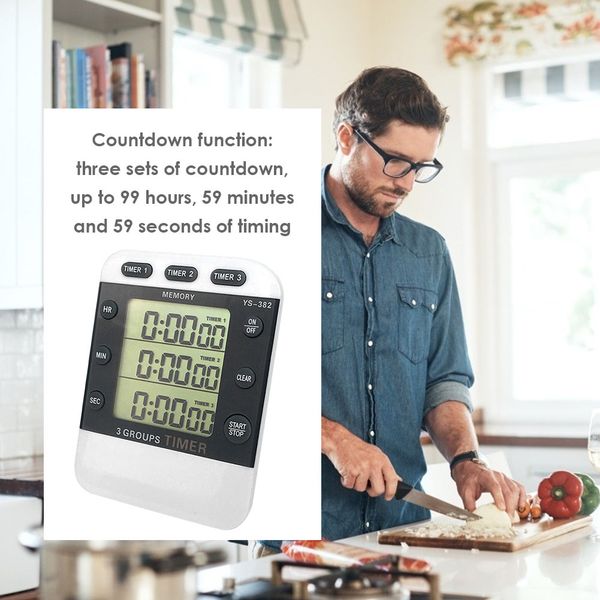 

square 3-way kitchen timing digital display high-quality satch countdown food cooking home pracitcal tool kitchen tools