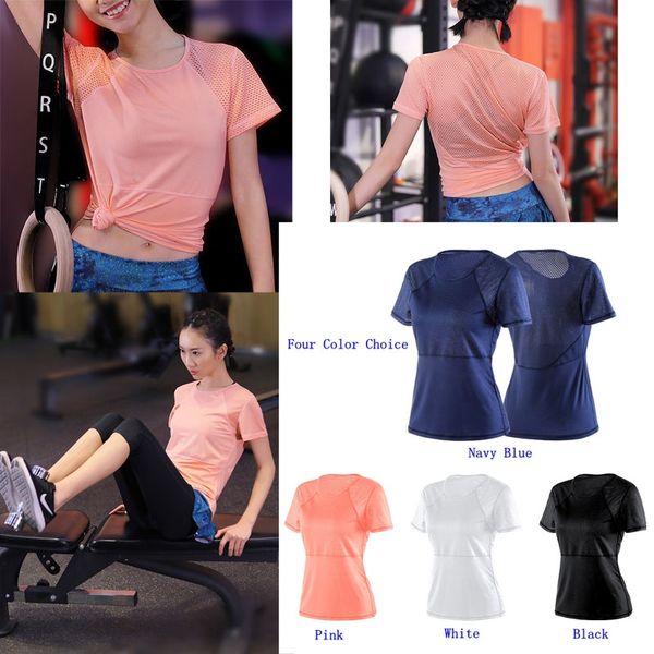 

2019 new hollow half-sleeved yoga t-shirt casual slimming breathable and quick-drying clothe short-sleeved women loose mesh sportswear shirt