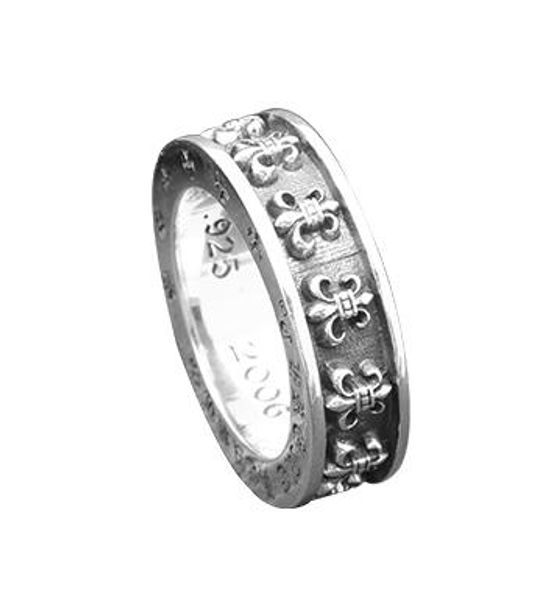

925 sterling silver rings trend personality jewelry punk style mens and womens lovers gift hip hop cross style luxury designer jewelry 0019, Golden;silver