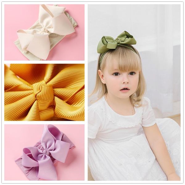 

fashion ribbon bows nylon headbands for girls bowknot turban nylon headband infants elastic hairband baby girl hair accessories, Slivery;white