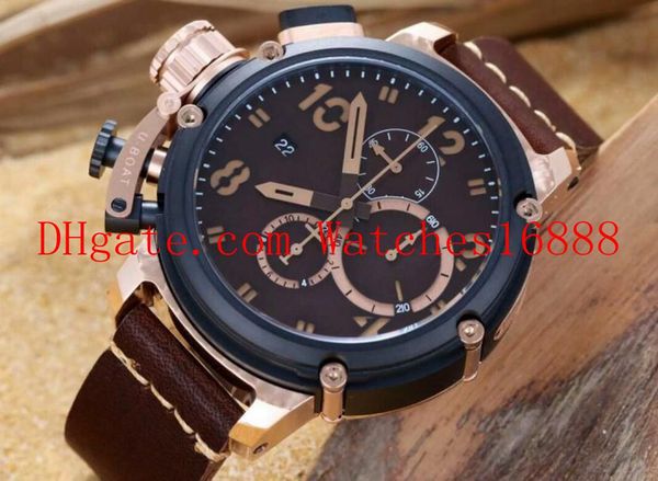 Top Quality 8015 Chimera Bronze B B Chrono 43 milímetros Quartz Chronograph Mens Watch Rosa de Ouro Correia de couro Relógios do esporte dos homens