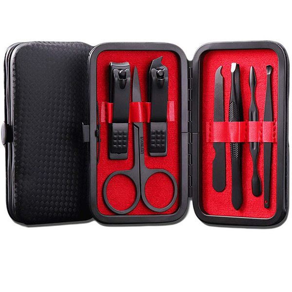 

7шт набор когтерез стали ножницы маникюрные комплект из нержавеющей с красивой кожи travel box nail art professional педикюра