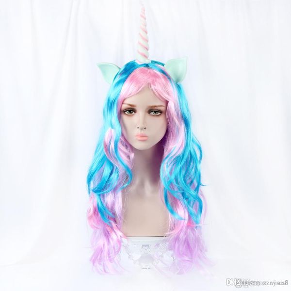 

28 "единорог косплей парик длинные естественные волосы синтетические поддельные волосы 340 г / шт. клубные парики партии для белых женщин те, Black