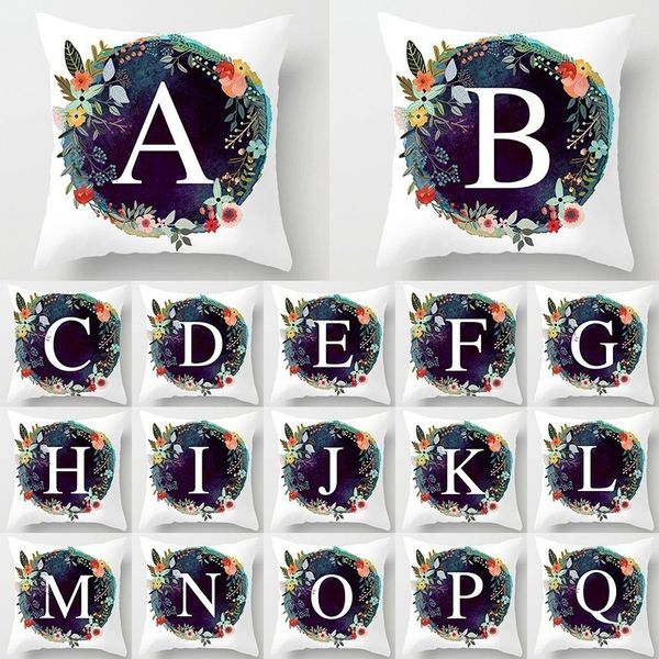 

1pcs 45 * 45см английский письмо подушка детская комната украшение подушка обложка алфавит цветок kussens woondecoratie 40807