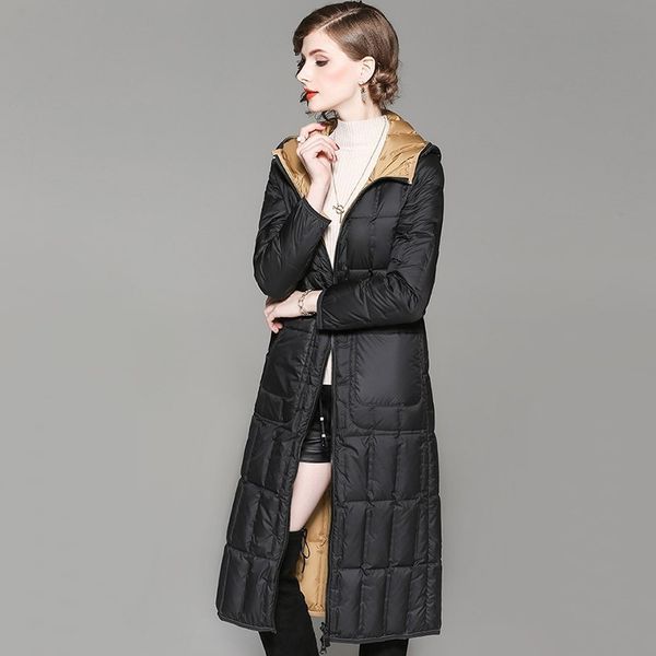 

winter jacket coat women fashion black parka hoodie 90% white duck jacket casual plus size high-end feather overcoat female l211