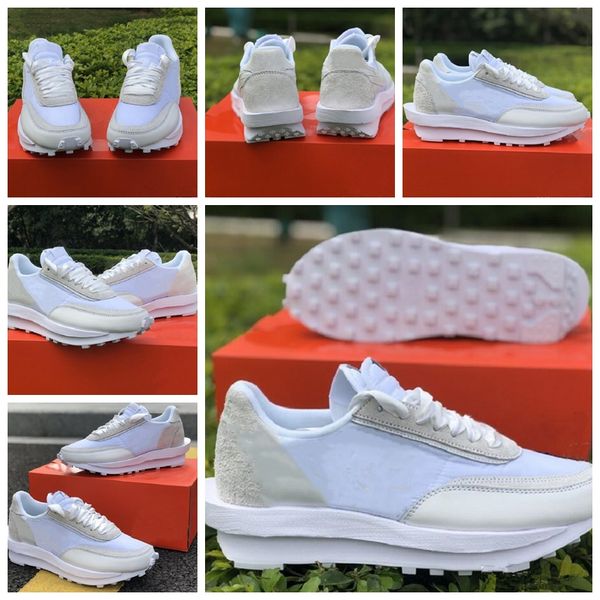 

new sacai ldwaffle white nylon designer running shoes lightweight mesh breathable fashion sport sneakers good quality