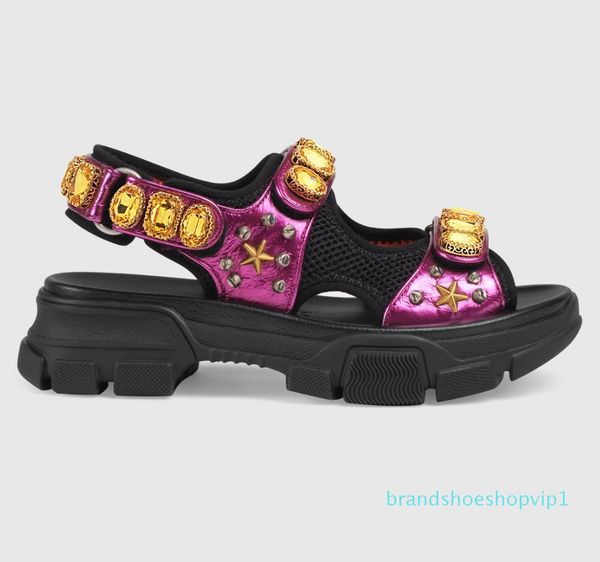 

designer rivet sandals fashion diamond brand men's and women's casual sandals fashion leather outdoor beach slippers large, Black