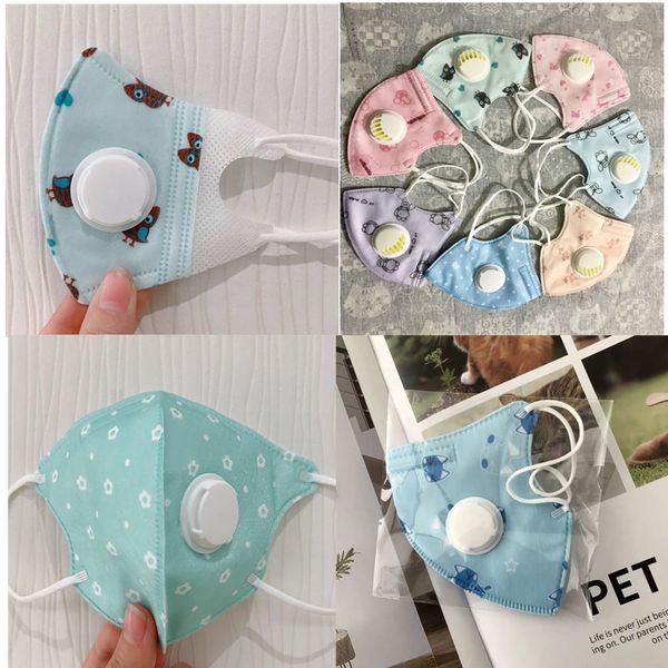 

kids cartoon breathable face masks 5layers thicken face mask with breather valve pm2.5 anti dust mask for children