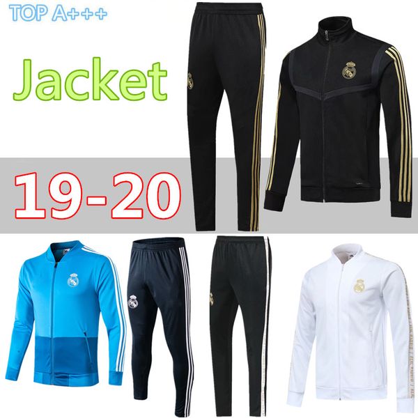 

19 20 real madrid jacket jersey training wear kroos bale isco modric asensio mariano 2019 madrid football jacket zipper soccer tracksuit, Black