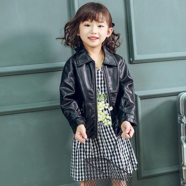 

2019 весна осень новый fahsion бренд черный pu кожаные куртки ребенка девочки и мальчики обратно печати пальто детей верхняя одежда топы ws5, Blue;gray