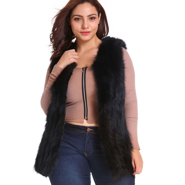 

xl-6xl winter womens warm short faux fur coat jacket sleeveless vest parka outerwear women waistcoats ladies casual sleeveless, Black;white