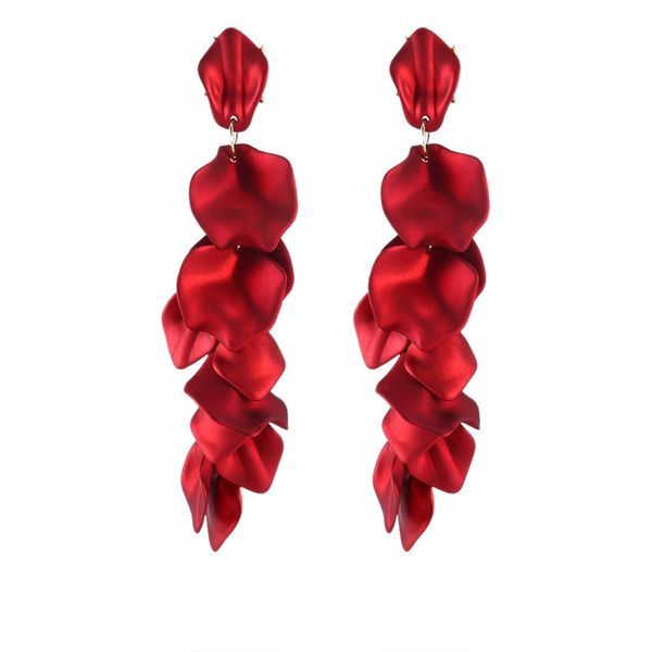 

long rose petals dangle earrings rose tassel earrings acrylic flower floral