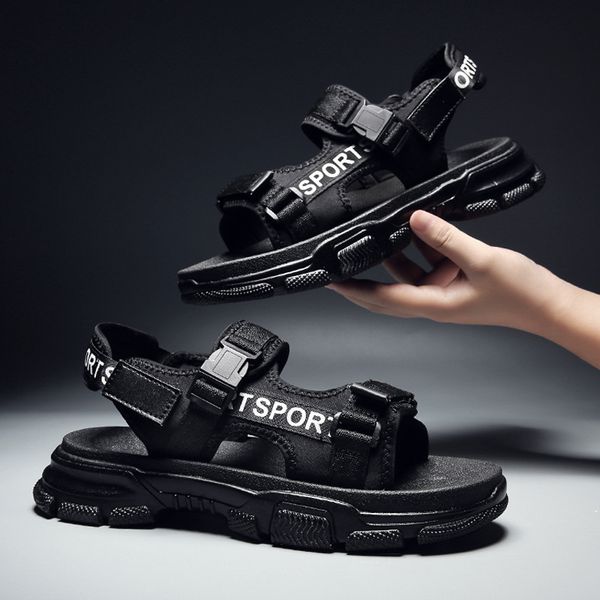 

2019 new style sandals men's beach shoes korean-style outdoor men's casual shoes viet nam sandals thick bottomed extra hi, Black