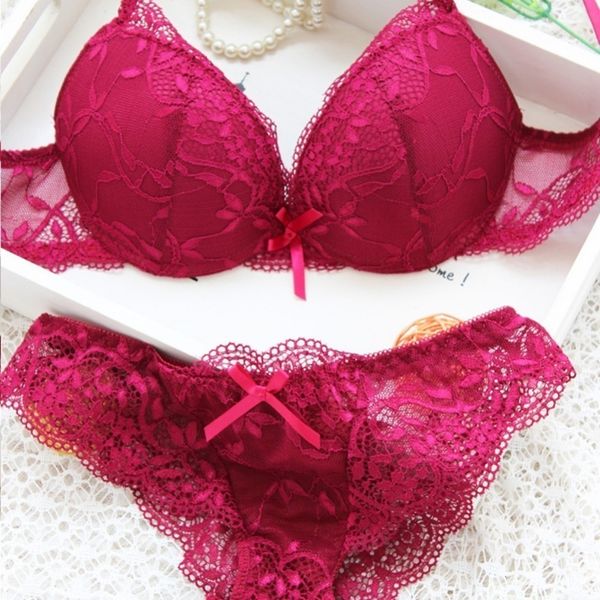 

sexy bra set женщина lace sexy цветочные push-up трусы hollow сладкий прозрачный comfy fit боути нижнее белье spandex белье бюстгальтеры, Red;black