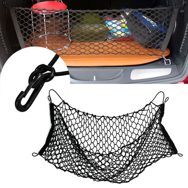 

car trunk rear cargo organizer storage carrier mesh net elastic nylon 90x40cm