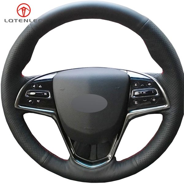 

black artificial leather diy car steering wheel cover for cadillac ats ats-l 2013-2019 cts 2014-2017 elr 2014-2018