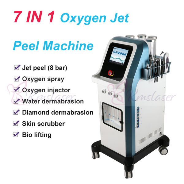 8 Bar Oxygen Jet Peel Water Dermabrasion Israel Technology 7 in 1 Facial Microcurrent Hydradermabrasion Oxgen Injector Spa Machine