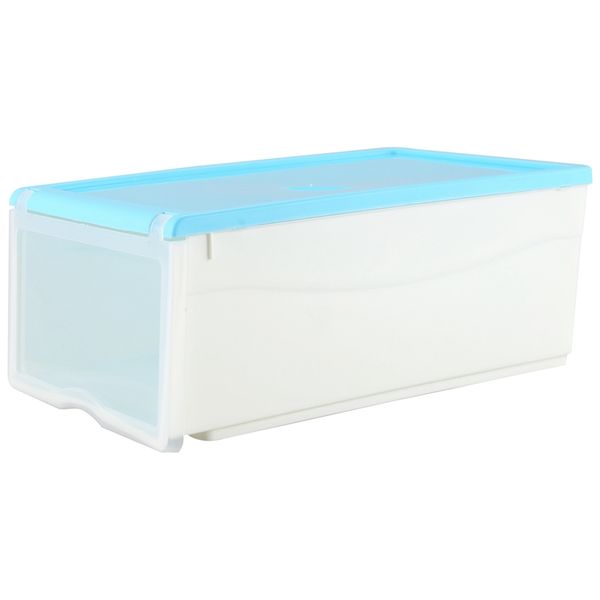 

горячая прозрачный пластиковый корпус ящика для обуви коробки для хранения организатор стекируемые box, синий